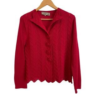 Peruvian Link Sweater Womens Medium Red 100% Baby Alpaca Knit Button Front